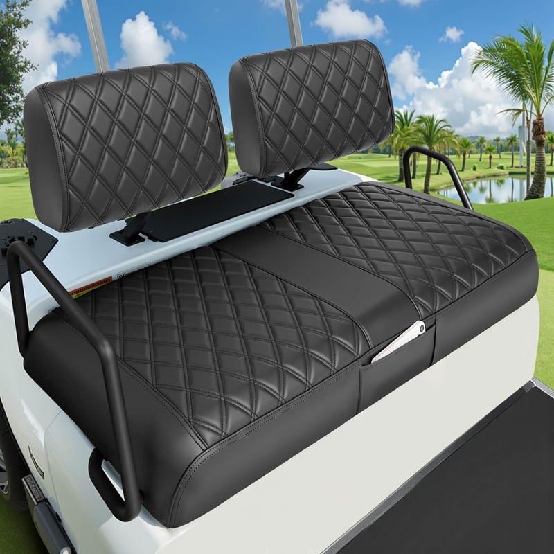 LEAPGOMAX Club Car DS Pre-2000 Golf Cart Seat Cover Thick Premium Marine Leather Made with Custom Diamond Stripe Soft Comfortable/Anti-Scratch/Anti-Fading/NO Stapler Required - Image 1